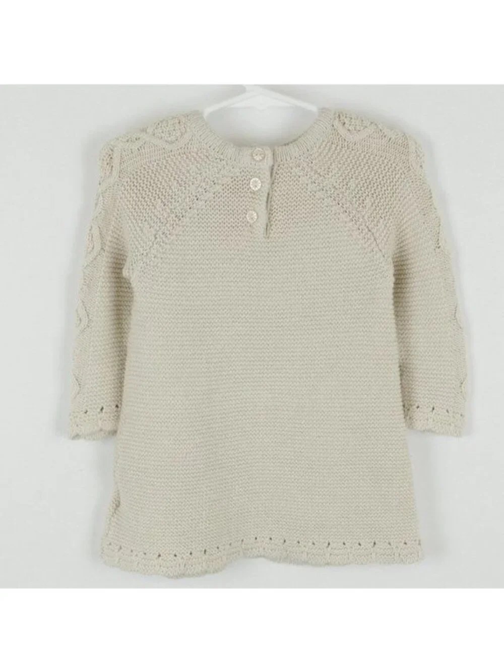 Cupcakes and Cashmere Girls Size 18 Month Tan Cabled Crewneck Sweater Dress